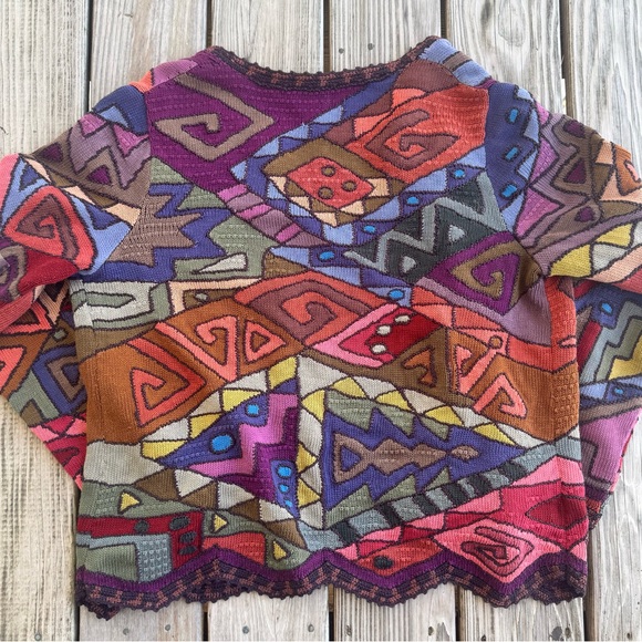 Peruvian Connection Colorful Geometric Pattern Cardigan - Picture 2 of 5